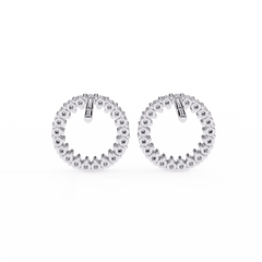 0.25 Carat Round Diamond Circle Stud Earrings in 14K Gold