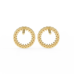 0.25 Carat Round Diamond Circle Stud Earrings in 14K Gold