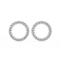 0.25 Carat Round Diamond Circle Stud Earrings in 14K Gold