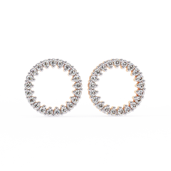 0.25 Carat Round Diamond Circle Stud Earrings in 14K Gold