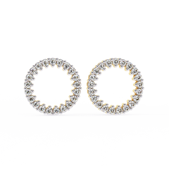 0.25 Carat Round Diamond Circle Stud Earrings in 14K Gold