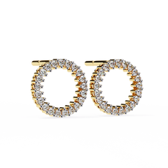 0.25 Carat Round Diamond Circle Stud Earrings in 14K Gold