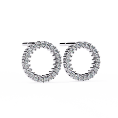 0.25 Carat Round Diamond Circle Stud Earrings in 14K Gold