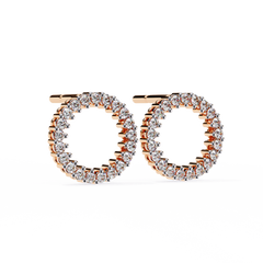 0.25 Carat Round Diamond Circle Stud Earrings in 14K Gold