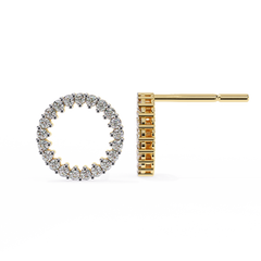0.25 Carat Round Diamond Circle Stud Earrings in 14K Gold