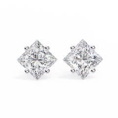 Silver Princess Cut Stud Earrings for Timeless Sparkle 2.39 Carat