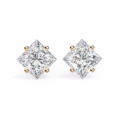 Silver Princess Cut Stud Earrings for Timeless Sparkle 2.39 Carat