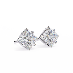 Silver Princess Cut Stud Earrings for Timeless Sparkle 2.39 Carat