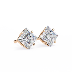 Silver Princess Cut Stud Earrings for Timeless Sparkle 2.39 Carat