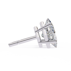 Silver Princess Cut Stud Earrings for Timeless Sparkle 2.39 Carat