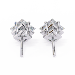 Silver Princess Cut Stud Earrings for Timeless Sparkle 2.39 Carat