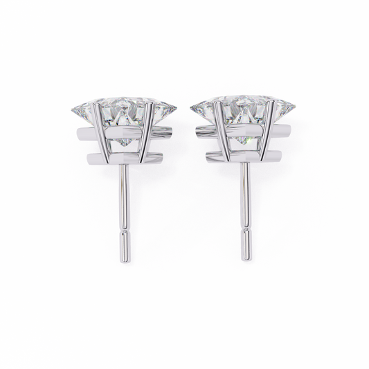 Silver Princess Cut Stud Earrings for Timeless Sparkle 2.39 Carat