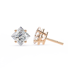 Silver Princess Cut Stud Earrings for Timeless Sparkle 2.39 Carat