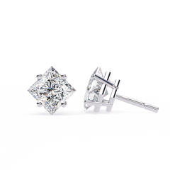 Silver Princess Cut Stud Earrings for Timeless Sparkle 2.39 Carat