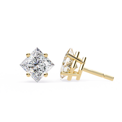 Silver Princess Cut Stud Earrings for Timeless Sparkle 2.39 Carat
