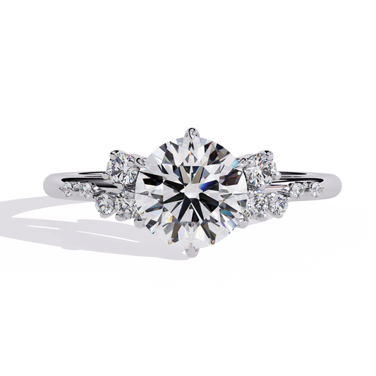 Round 6-Claw Ring 1.37ct with Accent Stones