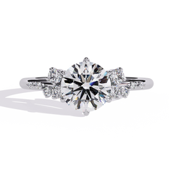 Round 6-Claw Ring 1.37ct with Accent Stones