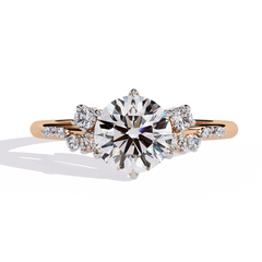 Round 6-Claw Ring 1.37ct with Accent Stones