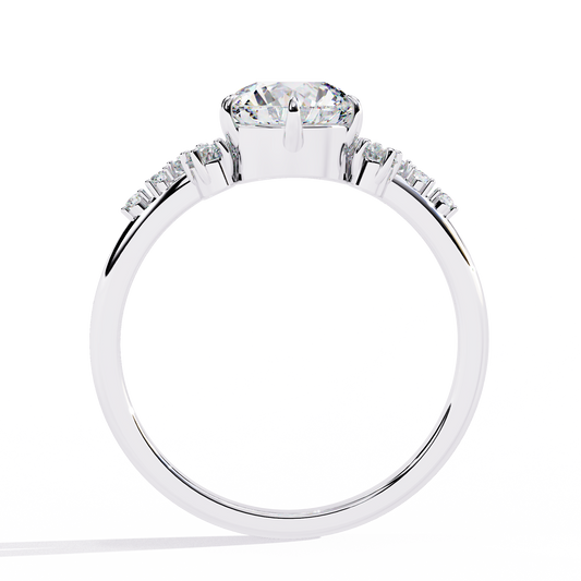 Round 6-Claw Ring 1.37ct with Accent Stones