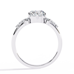 Round 6-Claw Ring 1.37ct with Accent Stones
