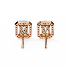 0.85 Carat Emerald-Cut Solitaire Stud Earrings with Halo
