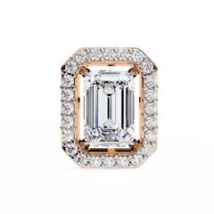 0.85 Carat Emerald-Cut Solitaire Stud Earrings with Halo
