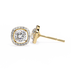 1.92 Carat Cushion-Cut Lab-Grown Diamond Stud Earrings in 14K Gold (0.96ct Each)