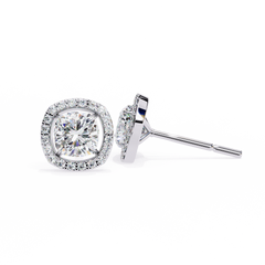 1.92 Carat Cushion-Cut Lab-Grown Diamond Stud Earrings in 14K Gold (0.96ct Each)