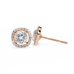 1.92 Carat Cushion-Cut Lab-Grown Diamond Stud Earrings in 14K Gold (0.96ct Each)