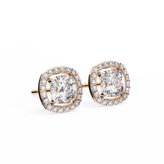 1.92 Carat Cushion-Cut Lab-Grown Diamond Stud Earrings in 14K Gold (0.96ct Each)