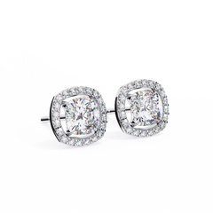 1.92 Carat Cushion-Cut Lab-Grown Diamond Stud Earrings in 14K Gold (0.96ct Each)