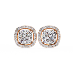 1.92 Carat Cushion-Cut Lab-Grown Diamond Stud Earrings in 14K Gold (0.96ct Each)