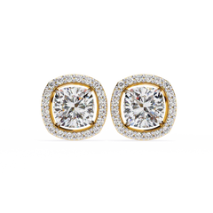 1.92 Carat Cushion-Cut Lab-Grown Diamond Stud Earrings in 14K Gold (0.96ct Each)