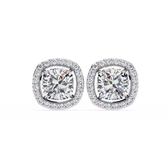 1.92 Carat Cushion-Cut Lab-Grown Diamond Stud Earrings in 14K Gold (0.96ct Each)