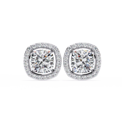 1.92 Carat Cushion-Cut Lab-Grown Diamond Stud Earrings in 14K Gold (0.96ct Each)
