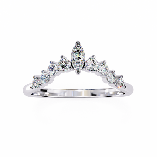 Celestial Harmony Ring with 0.39 Carat Marquise Diamond