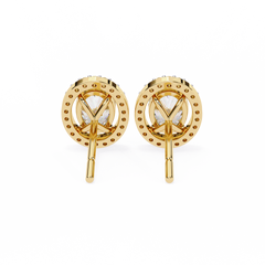 0.97 Carat Bijou Oval Diamond Stud Earrings in 18K White Gold with Alpha Backs