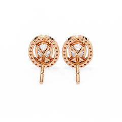 0.97 Carat Bijou Oval Diamond Stud Earrings in 18K White Gold with Alpha Backs