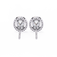 0.97 Carat Bijou Oval Diamond Stud Earrings in 18K White Gold with Alpha Backs