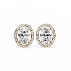 0.97 Carat Bijou Oval Diamond Stud Earrings in 18K White Gold with Alpha Backs