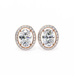 0.97 Carat Bijou Oval Diamond Stud Earrings in 18K White Gold with Alpha Backs