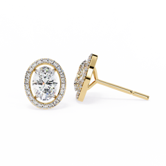 0.97 Carat Bijou Oval Diamond Stud Earrings in 18K White Gold with Alpha Backs