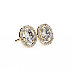 0.97 Carat Bijou Oval Diamond Stud Earrings in 18K White Gold with Alpha Backs