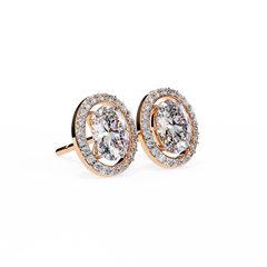0.97 Carat Bijou Oval Diamond Stud Earrings in 18K White Gold with Alpha Backs