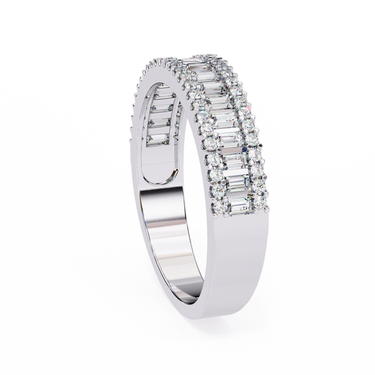0.60 Carat Radiant Baguette Diamond Row Ring