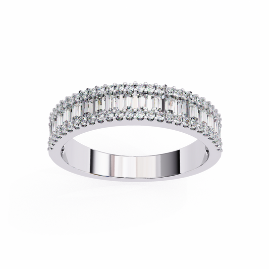 0.60 Carat Radiant Baguette Diamond Row Ring