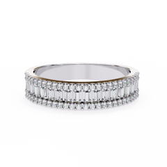 0.60 Carat Radiant Baguette Diamond Row Ring