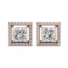 0.84 Carat Allure Princess-Cut Diamond Stud Earrings