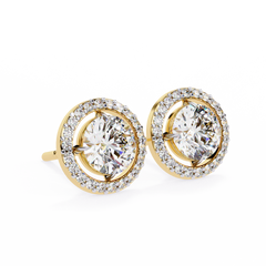 0.92 Carat Round Halo Lab-Grown Diamond Earrings