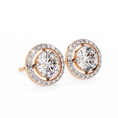0.92 Carat Round Halo Lab-Grown Diamond Earrings